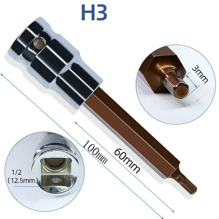 

BAMILL 1PC 1/2 Inch Drive Hex Socket Bit Screwdriver Bits Hand Tools H3 H4 H5 H6 H7 H8