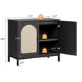 thumbnail image 3 of Black Buffet Cabinet with Storage, Kitchen Storage Cabinet with Rattan Doors, Accent Cabinet with Adjustable Shelves, Sideboard Cabinet Cupboard Console Table for Living Room, 3 of 6