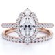 thumbnail image 1 of JeenMata Anillo de Bodas Vintage con Pavé de Diamantes Reales de Corte Ovalado y Halo Engastado en Oro Rosa de 10 K, 1 of 6