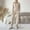 Khaki, variant on BUIGTTKLOP Lounge Sets for Women Long Sleeve V Neck Top Wide Leg Pants Knit 2 Piece Outfits Loungewear