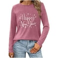 thumbnail image 4 of Sexlip Womens Christmas T Shirt Loose Long Sleeve Printed Shirt Fashion Cozy Xmas Party Tops Casual Crew Neck Solid Blouse Pink XL, 4 of 6