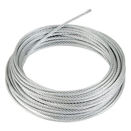 3/8", 7x19 Galvanized Cable: 50, 100, 150, 200, 250 and 500 ft (50 ft Coil) Silver