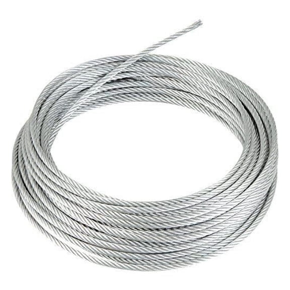 3/8", 7x19 Galvanized Cable: 50, 100, 150, 200, 250 and 500 ft (50 ft Coil) Silver