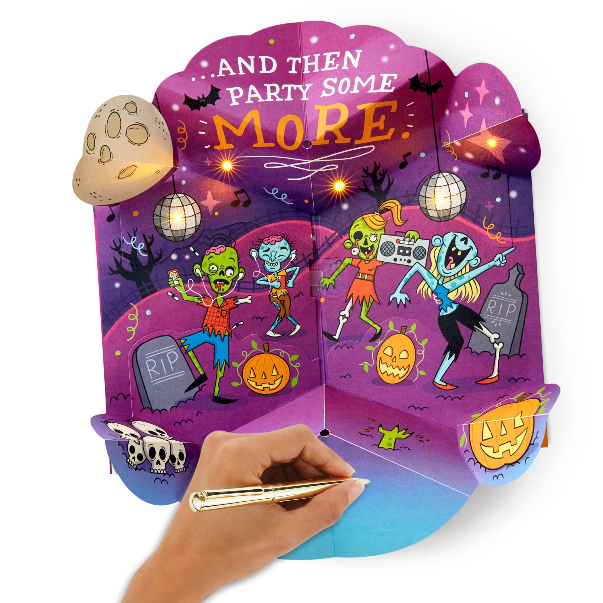 Hallmark Funny Musical Pop-Up Halloween Card With Light (Zombie Dance Party)