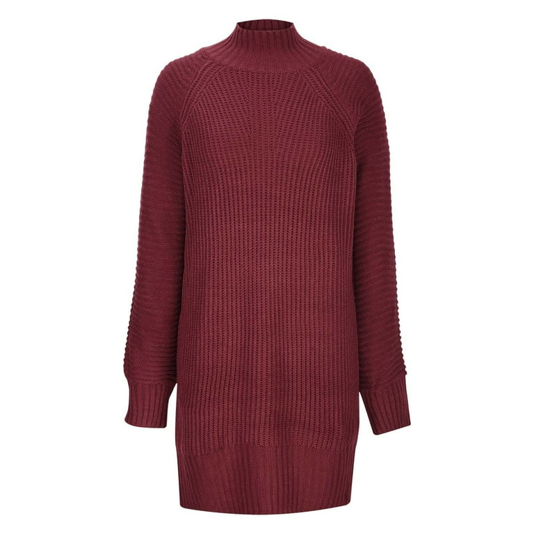 princess polly baby blue dress Petite Burgundy Rib Knit High Neck Midi Dress main image 1