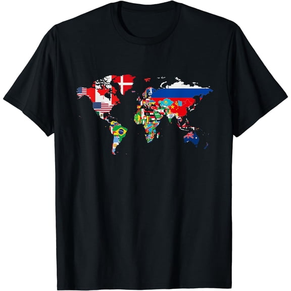International world flags and world map for, children T-Shirt mens t hirt men，black，women，misfits，journey ，boys