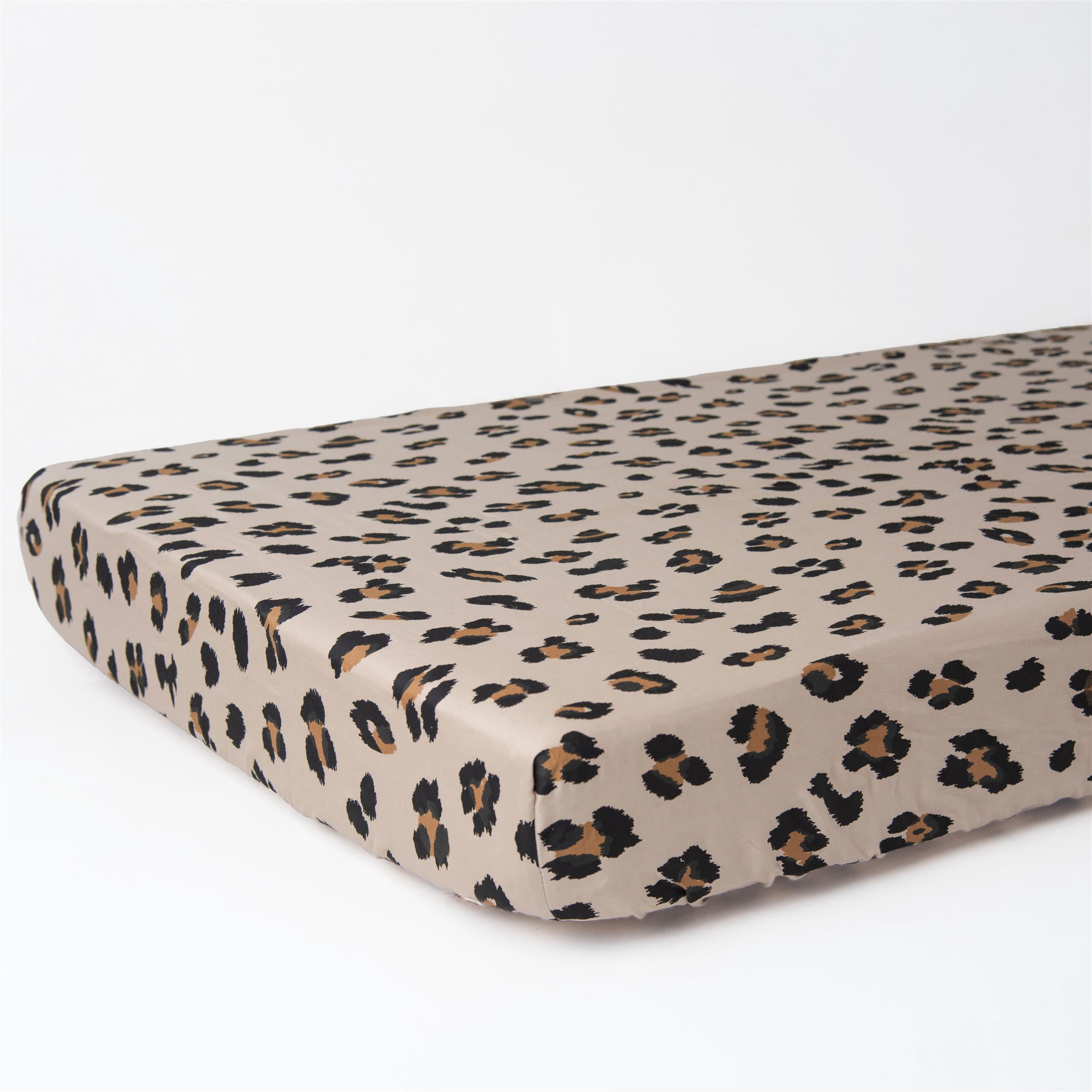 Rizzy Home 28" X 52" Beige/Black Leopard Print Cotton Cribsheet