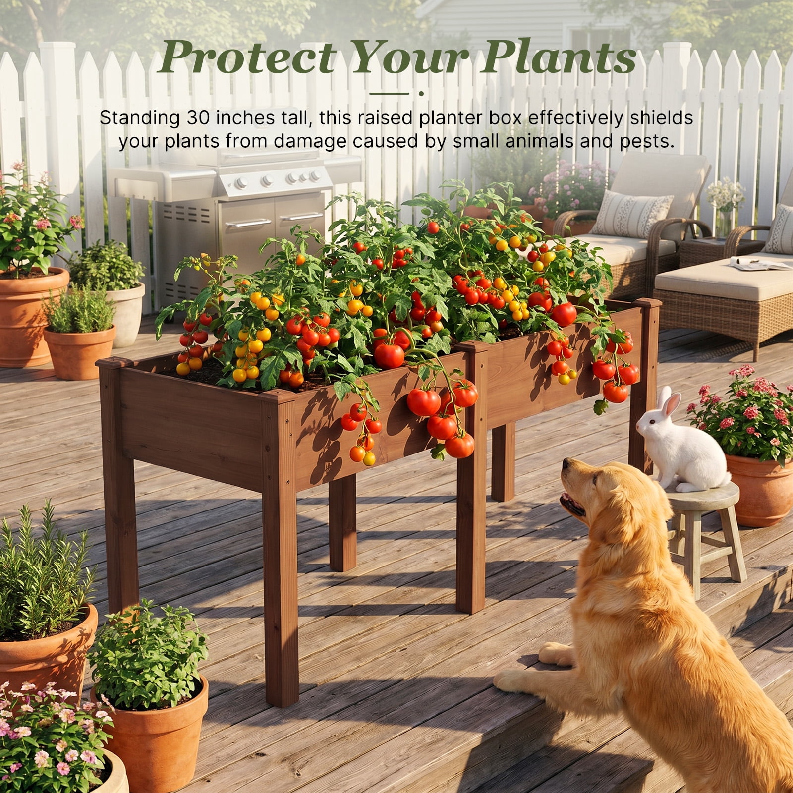 Wooden Raised Garden Bed with Legs, 72"L X 23"W X 30"H, Elevated Reinforced Large Planter Box for Vegetable Flower Herb Outdoors