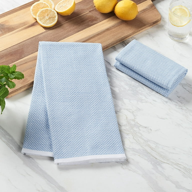 Set of 2 Linen Dish, Tea, Kitchen Towels Blue White Check. Linen