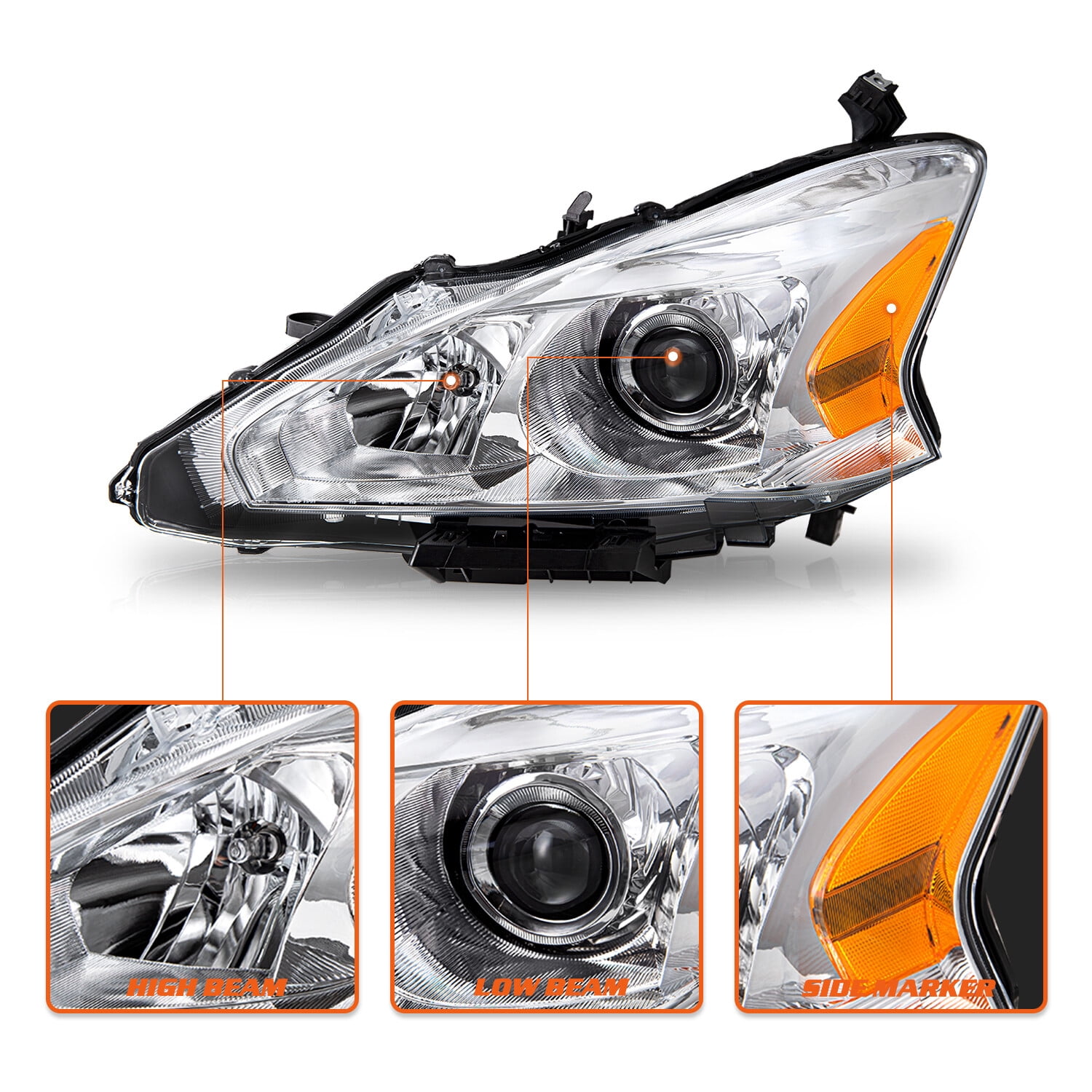 Bryght Halogen Headlights Fit 2013-2015 Nissan Altima 4Dr Sedan