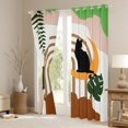 thumbnail image 4 of jejeloiu Modern Abstract Geometric Black Out Curtains,Cute Black Cat Curtains Pack of 2 (42x63 Each),Tropical Botanical Monstera Leaf Bedroom Curtains For Girls Boys,Breathable Home Decor, 4 of 6