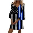 thumbnail image 2 of Edvintorg 4Th Of July Womens Summer Dresses Plus Size Women's Casual Beach Dress Fashion V-Neck Print 3/4 Sleeve Fold Mini Dress, 2 of 5
