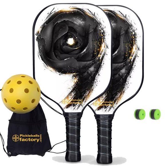 Pickleball Factory PB00020-6-G Best Pickleball Set - Letter Nine Usapa Pickleball Paddles, Pickleball Racket Set, Glassfiber Graphite
