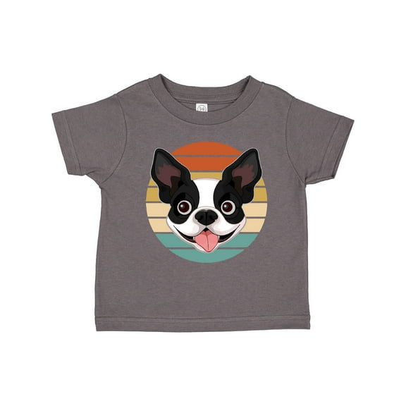 Inktastic Boston Terrier Dog Retro Sunset Boys or Girls Toddler T-Shirt