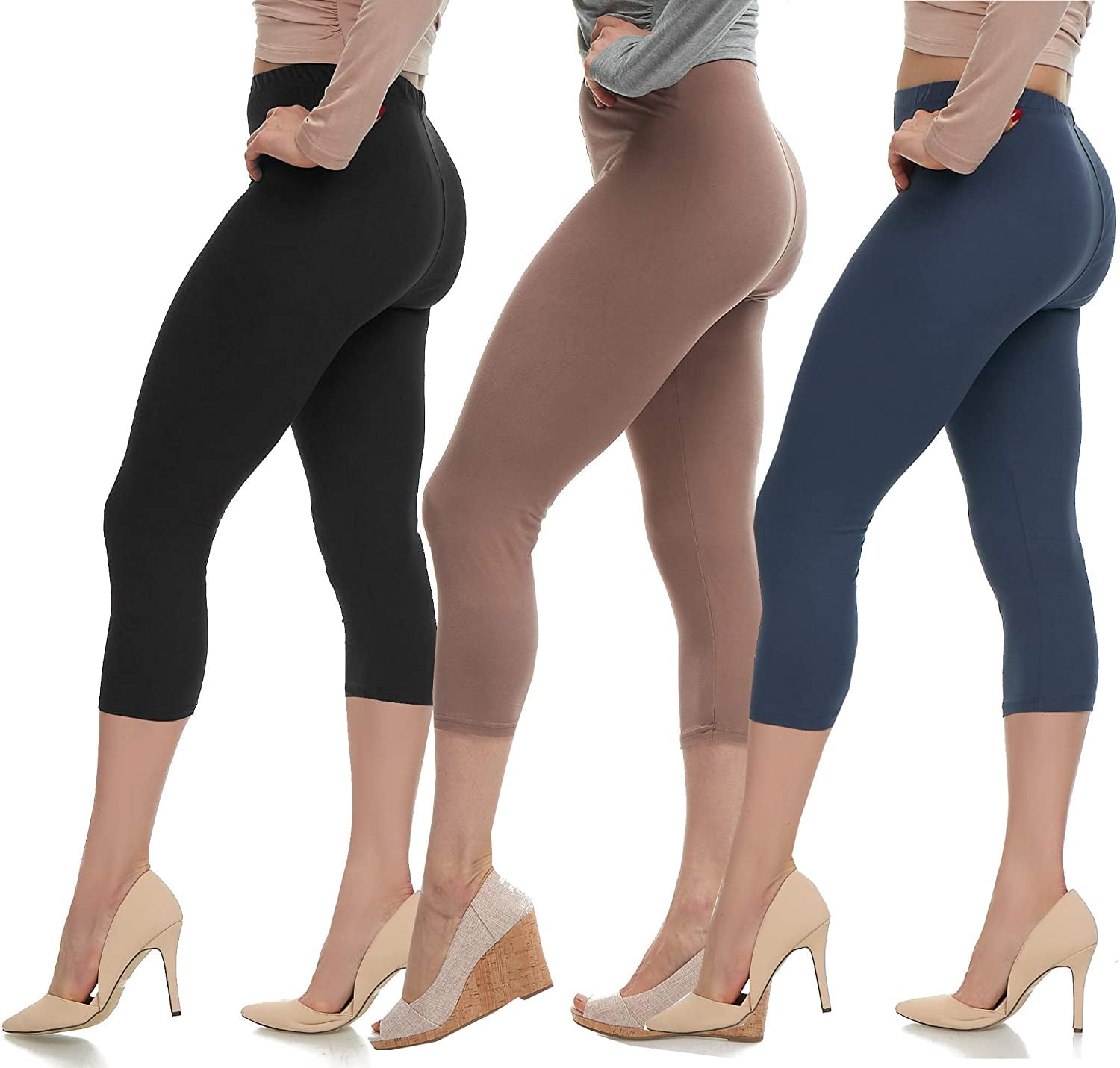 LMB Women’s Soft Stretch Leggings Regular/High Yoga Waist 20 Designs One Size 