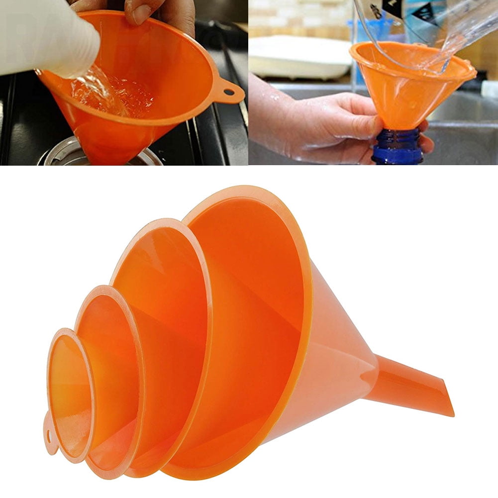 Cheers 4Pcs/Set Plastic Funnels Pour Oil Fuel Petrol Hopper Kitchen Car