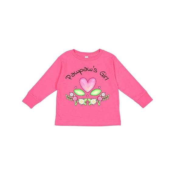 Inktastic Pawpaw's Girl Heart Flowers Girls Long Sleeve Toddler T-Shirt