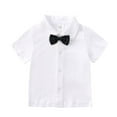 thumbnail image 4 of Xudanell Baby Boys Gentleman Bowtie Suit Set - 2PCS Summer Outfit with Suspenders and Short Sleeve Shirt, Stylish Toddler Suit for 1-3 Years Old Boys (1-3Y), 4 of 8