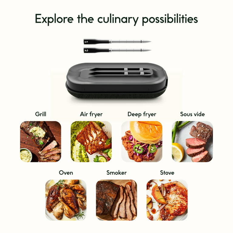 Chef iQ Smart Wireless Meat Thermometer, Unlimited Range, Bluetooth & Wifi,  - 2 Probe Set with Smart Hub