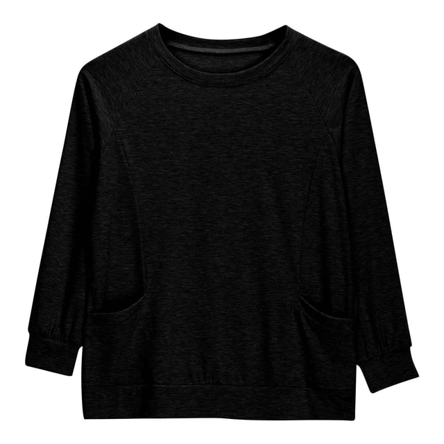 COM1950s Chemises pour Filles, 6-13 Ans, Manches Longues, Col Rond, avec Poches