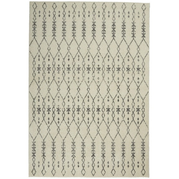 4’ x 6’ Ivory and Blue Geometric Area Rug