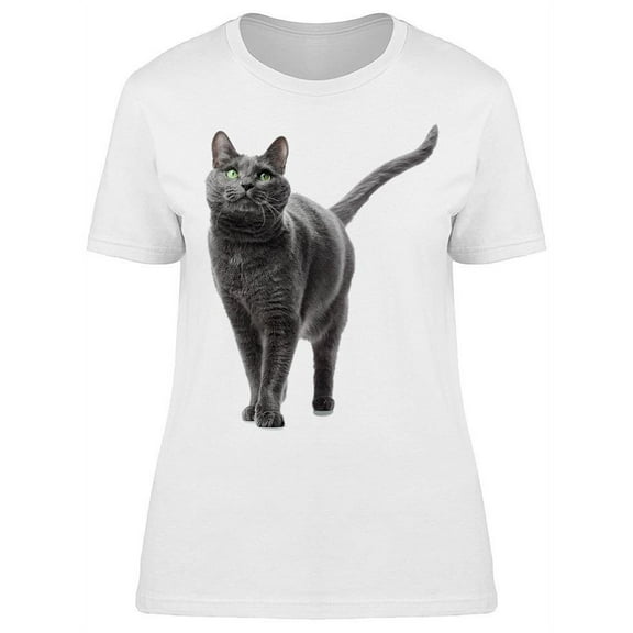 Gray Cat Fluffly Cheeks T-Shirt Women -Image by Shutterstock, Female Large