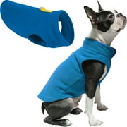 Gooby Fleece Vest - Deep Blue, Small - Warm Pullover Fleece Dog Jacket with O-Ring Leash for Small Dogs