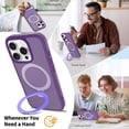 thumbnail image 3 of Asuwish Phone Case for iPhone 16 Pro 6.3 inch Tempered Glass Screen Protector Magnetic Folding Stand Frosted Translucent Rugged Shockproof Protective Cell Cover i Phone16 i16Pro Women Men Deep Purple, 3 of 7