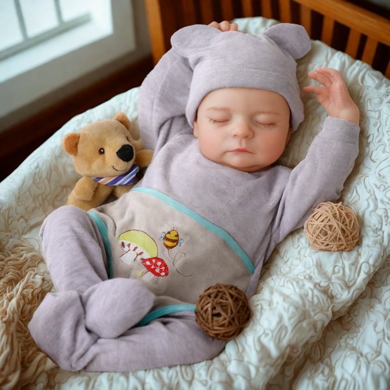 Reborn Baby Dolls Boys 17 inch Realistic Full Body Vinyl Anatomically Correct Real Life Baby Dolls Gray