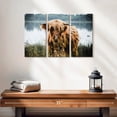 thumbnail image 2 of Elephant Stock Lakeside Highland Cow Wall Art - Horizontal Multi Panel Canvas - Living Room Wall Decor - Animal Multi Panel - Blue And Brown Decor - 23" x 14", 2 of 4