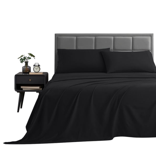 Sábana Queen Size Microfibra Lisa Ultra Suave NEGRO
