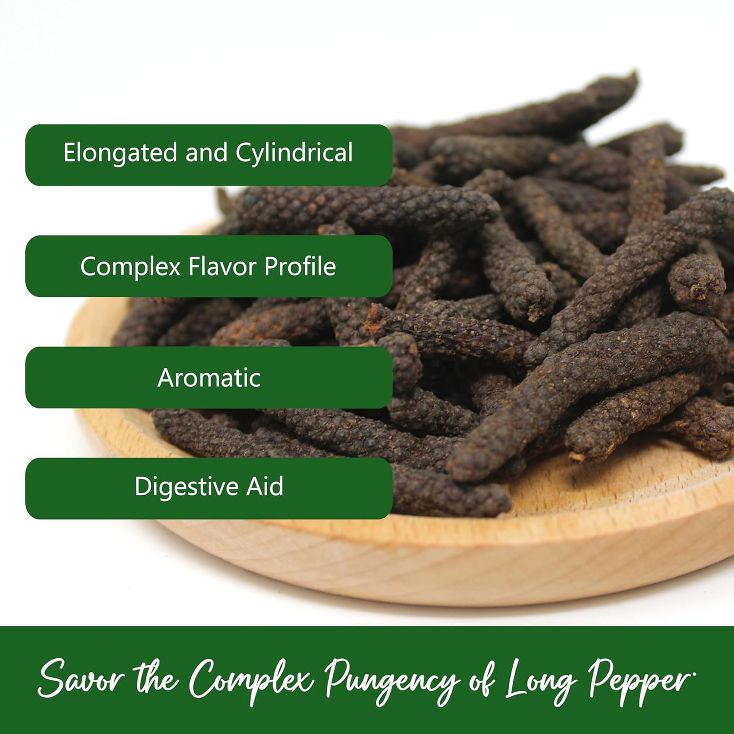 NPG Long Pepper 16 Oz, Whole Long Black Pepper, Piper Longum Black Peppercorns, Pippali Aromatic Spice for Indian, Middle Eastern, and Mediterranean Cuisine, Strong Flavor Enhancer