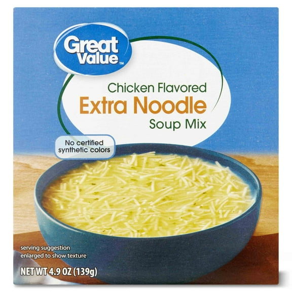 Great Value Extra Noodle Chicken Flavored Soup Mix, 4.9 oz