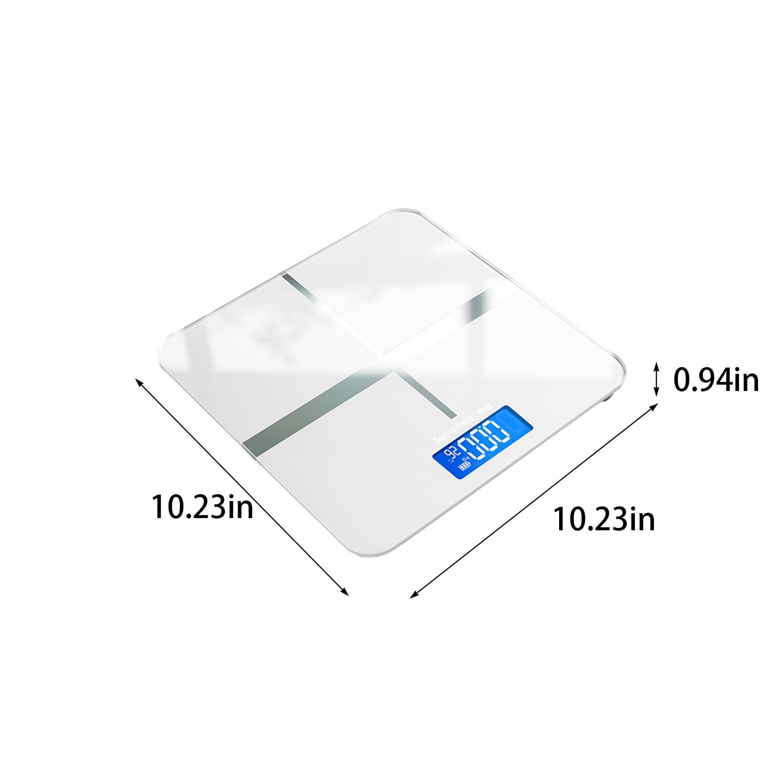 PureCasa Electronic Smart Scale with LED Display for Body Weight, Round Corner Design for Kids Adults Seniors, Accurate Digital Bathroom Scale USB Rechargeable, 10.2"x10.2"x1.2", 1PC, White