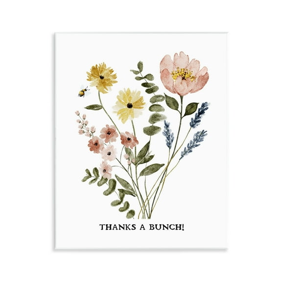 Stupell Industries Floral Thanks A Bunch Plants & Flowers Painting Unframed Art Print Wall Art, 11 x 14