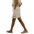 thumbnail image 4 of iHPH7 Bermuda Shorts for Women, Knee Length Shorts Women, Gauze Shorts for Women, Linen Clothing, Womens Shorts Casual, Beige L, 4 of 7