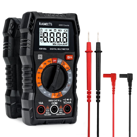 KAIWEETS Digital Multimeter 4000 Counts, Voltage Tester with Accurate Ohm Volt Amp Readings, DC/AC Voltmeter Clearly Measures Resistance Continuity Diode Capacitance NCV for Household and Automotive