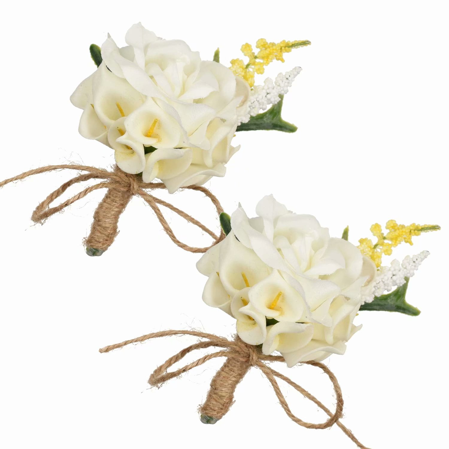 Boutonnieres White Flower Corsage Buttonhole Flowers Bridal Accessories Groom Wedding Flowers Boutonnieres Flower Corsage Flowers with Pin Bridal Groom Wedding Flowers 2pc