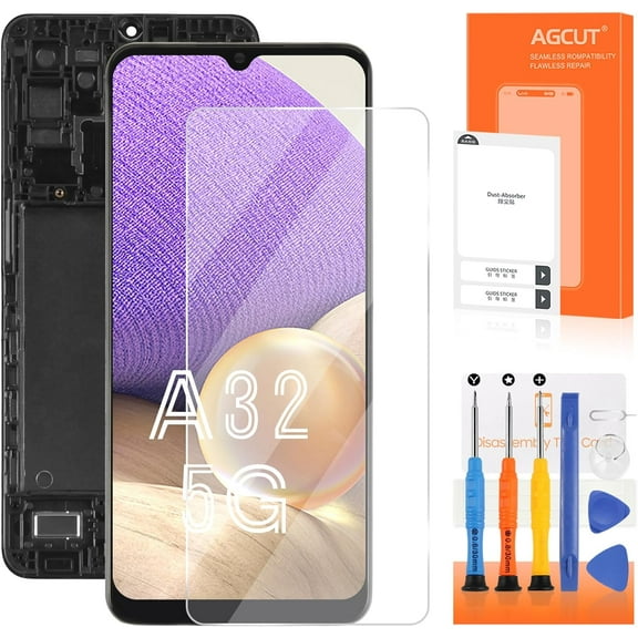 for Samsung Galaxy A32 4G Screen Replacement for Samsung A32 4G LCD Display Galaxy A32 4G Digitizer SM-A325F SM-A325M/DS Screen Touch Assembly Repair Part Black with Frame