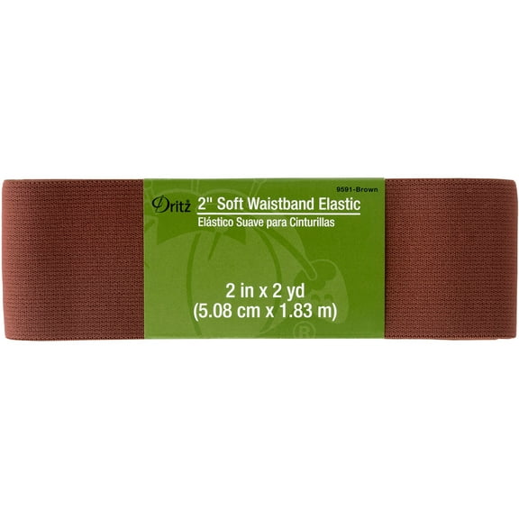 Dritz Soft Waistband Woven Elastic 2"X2yd-Brown