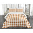 thumbnail image 3 of Ambesonne Orange and White Quilted Bedspread Set 2 Pcs, Plaid Motif, Twin Size, Orange and White, 3 of 5