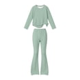 thumbnail image 2 of BXJX Girls Outfit Sets 2 Piece, Crew Neck Long Sleeve Causal Sweatshirt and Flare Pants Sets Green Size 11-12 T, 2 of 6