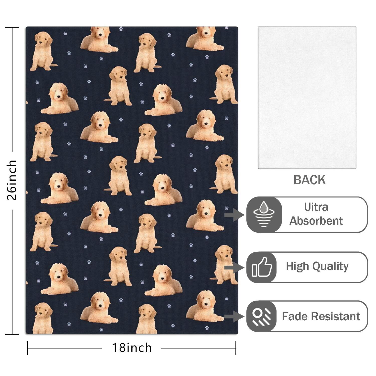 6 Pcs Funny Kitchen Towels,Goldendoodle Dog Microfiber Dish Towels,Kitchen Tea Towels,Kitchen Towel Set (18" X 26")
