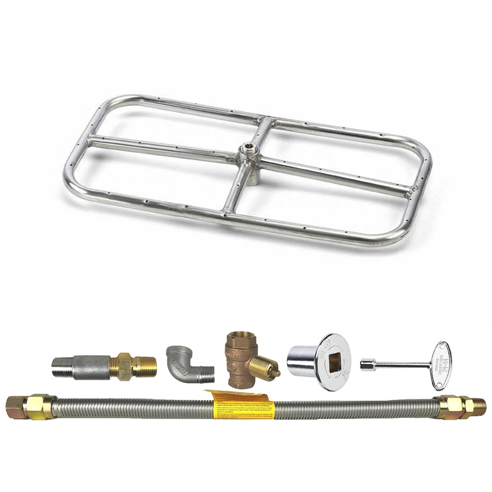 Spotix HPC Rectangle Fire Pit Burner Kit, 12x6", Match Light, Propane