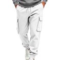 thumbnail image 3 of Men’s 2 Piece Tracksuit Outfit Set, Button Placket Pullover Hoodie with Kangaroo Pocket, Drawstring Cargo Jogger Pants with Multi‑Side Pockets, Daily Walking Outdoor Wear XXL, 3 of 4