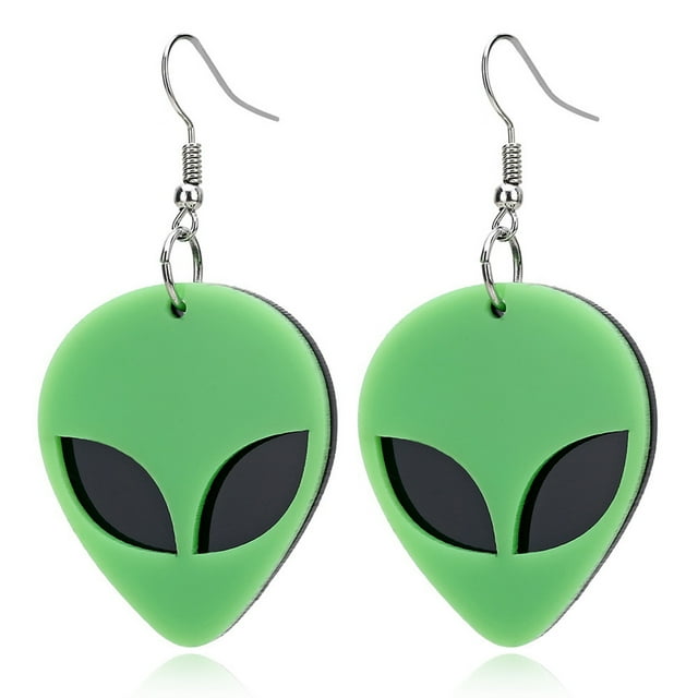 Pendientes creativos y novedosos con diseño de extraterrestre exagerado, acrílico, personalizados (verde)