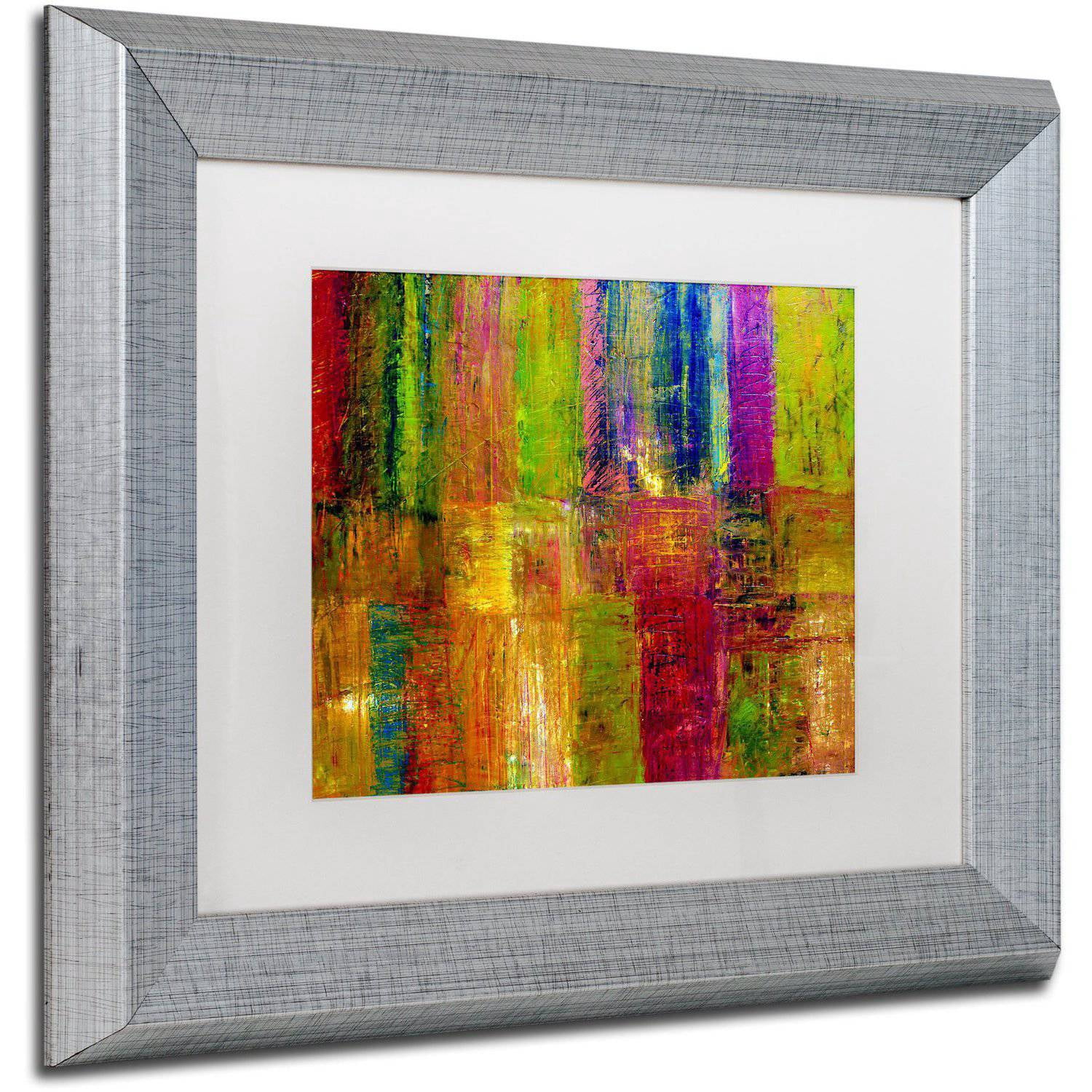 Trademark Fine Art "Color Abstract" Canvas Art by Michelle Calkins White Matte, Silver Frame