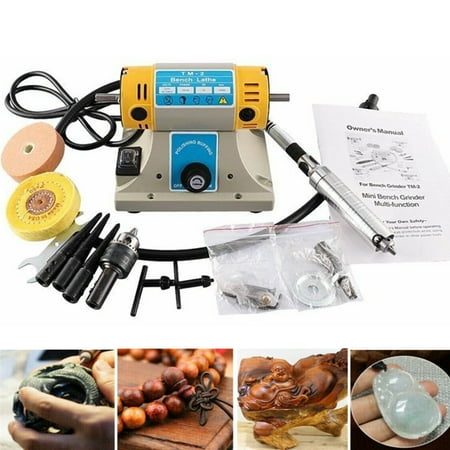 

110V 350W Jewelry Polishing Machine Gem Rock Stone Buffer Bench Lathe & Polisher Grinding Machine Set with some Accessories