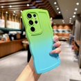 thumbnail image 2 of Compatible with Samsung Galaxy S24 Ultra Phone Case 6.8" Cute Gradient Color Curly Wave Frame Camera Lens Cover Protective Shockproof Bumper Soft Silicone Phone Cover (Green Blue), 2 of 12