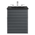 thumbnail image 4 of Wall Mount Sink Vanity Cabinet, Grey Gray Black, Wood, Mid Century Hotel Bedroom Bathroom, Modern Contemporary HB33664, 4 of 9